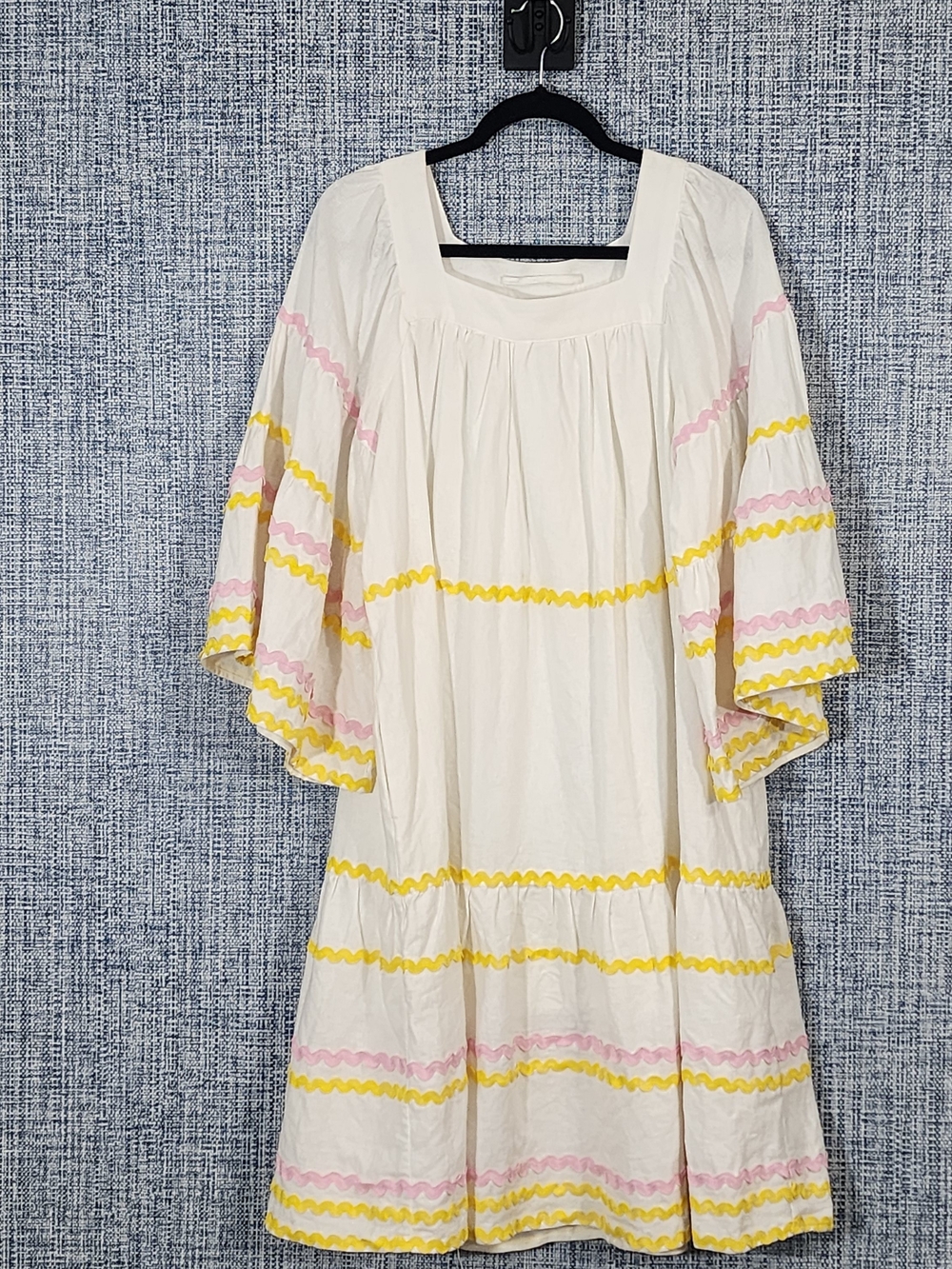 Lisa Marie Fernandez x Target White Ric-Rac Tiered Dress Size S Flare Sleeve